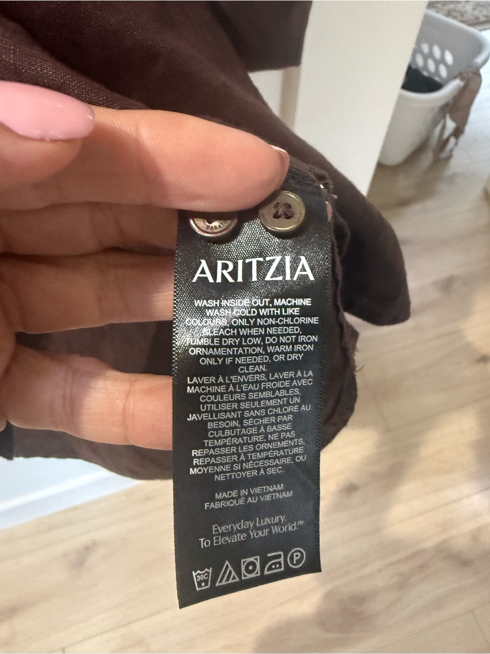 Aritzia Linen Chocolate Brown Button-Down Shirt - Picture 5 of 7